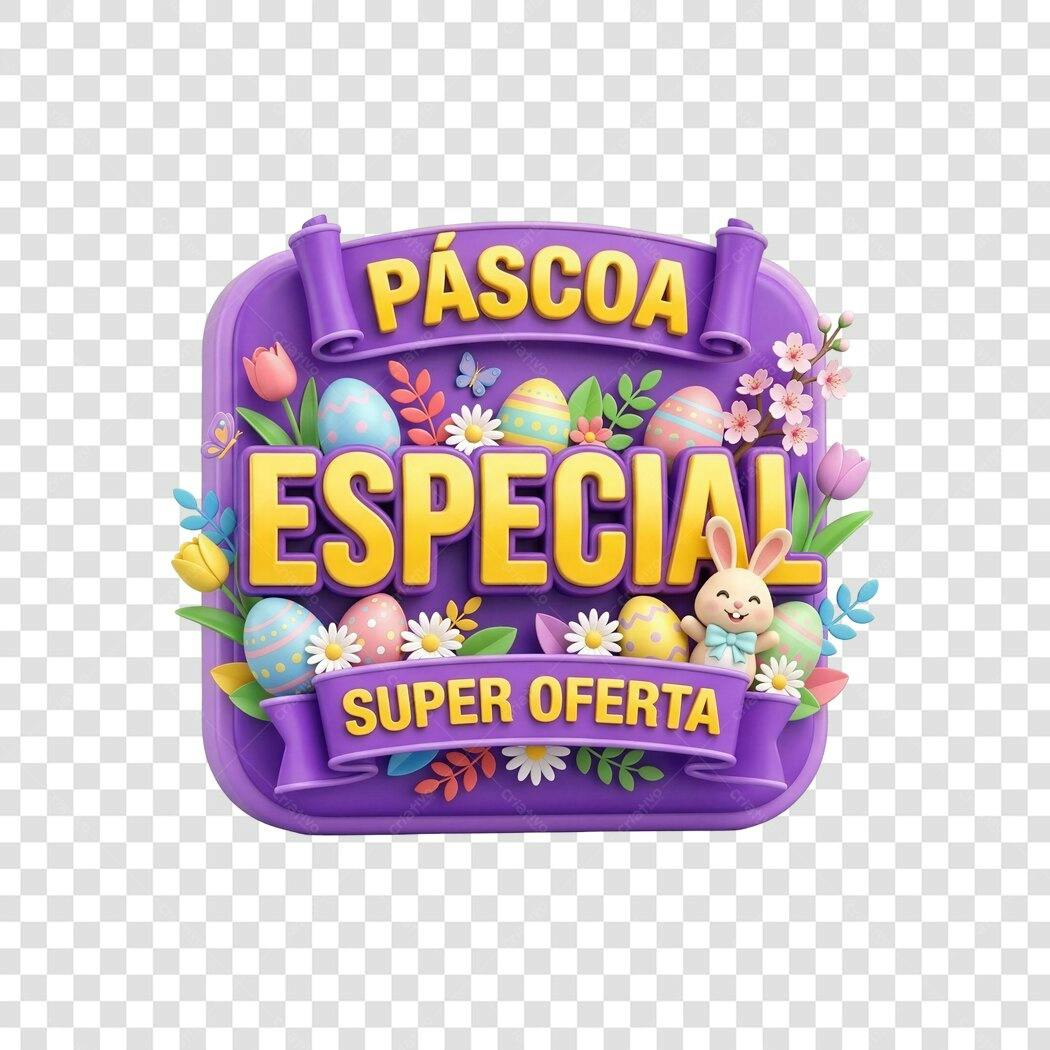 Elemento 3D Páscoa Especial Super Oferta PNG Fundo Transparente