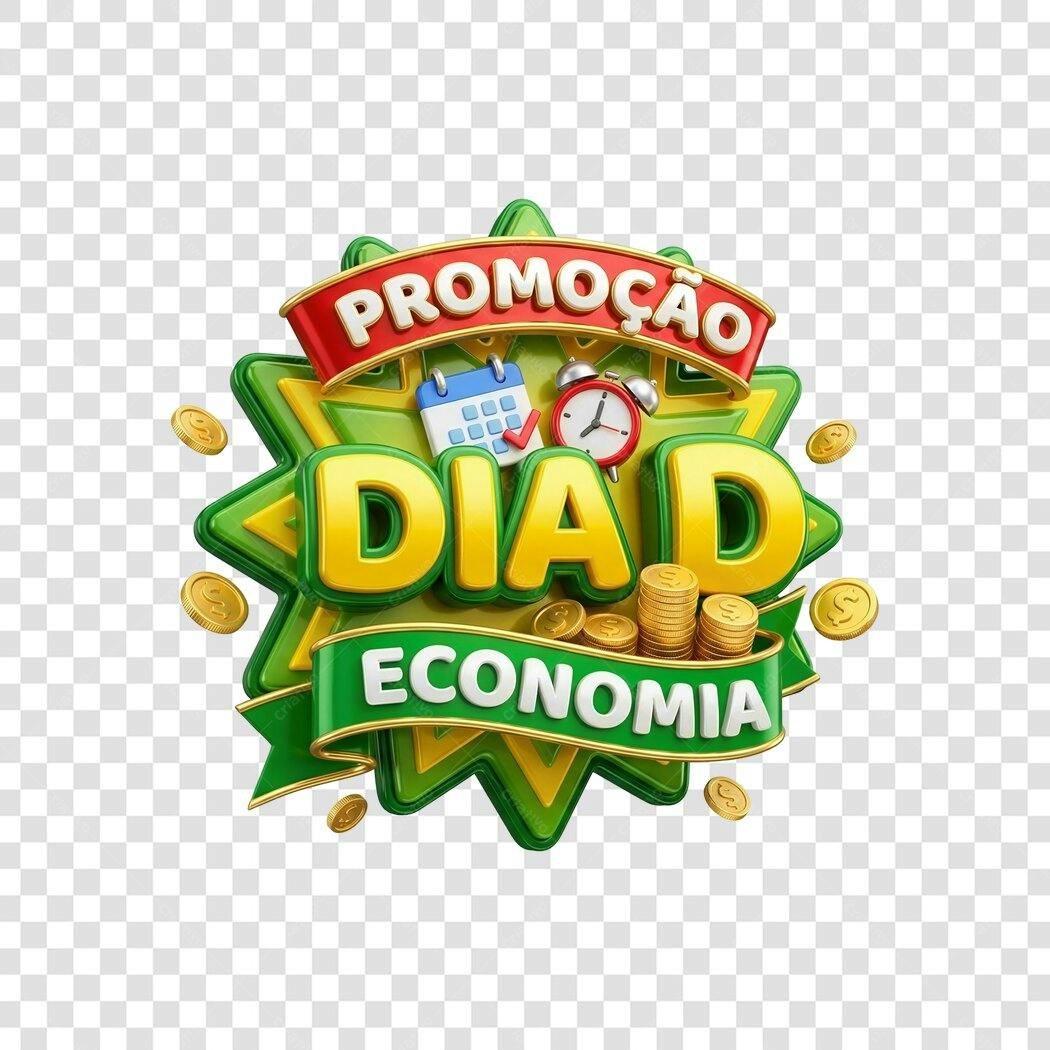 Elemento 3D Promoção Dia D Economia PNG Fundo Transparente