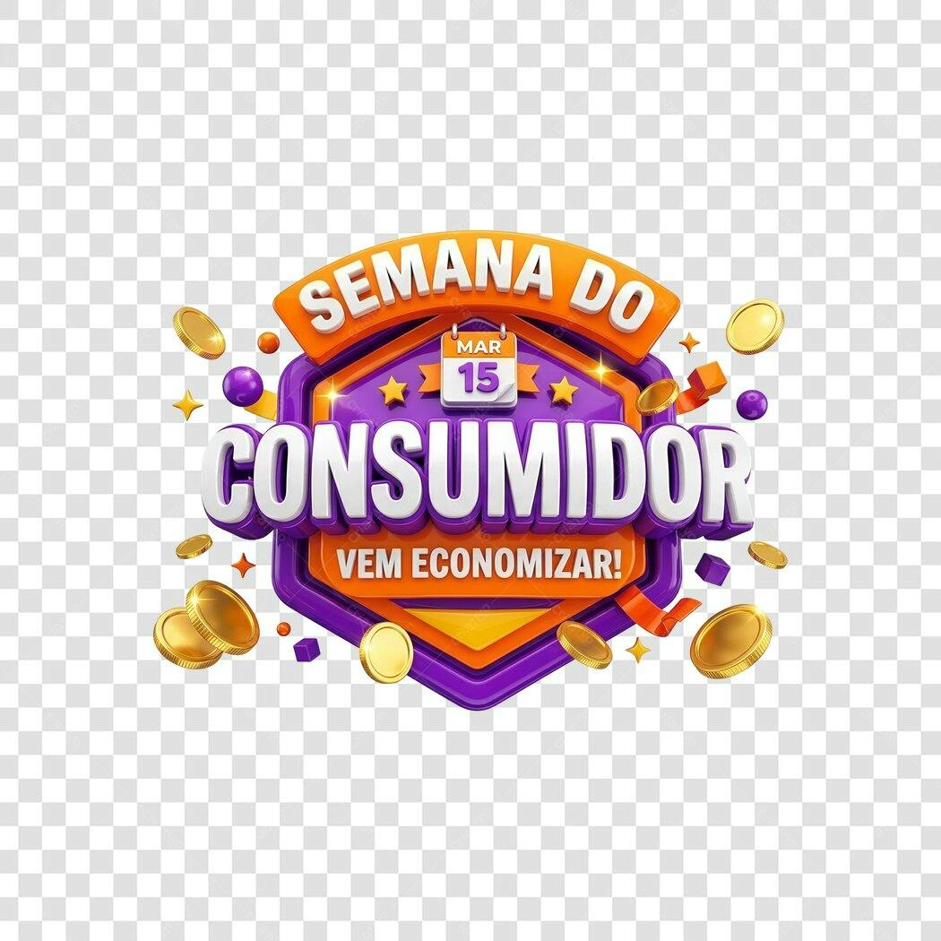 Elemento 3D Semana do Consumidor 15 Março PNG Fundo Transparente