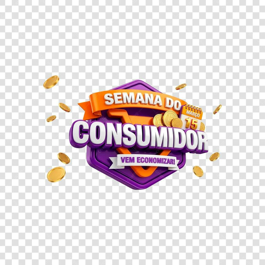 Elemento 3D Semana do Consumidor Março PNG Fundo Transparente
