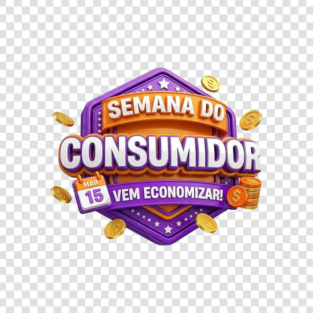 Elemento 3D Semana do Consumidor Março PNG Fundo Transparente