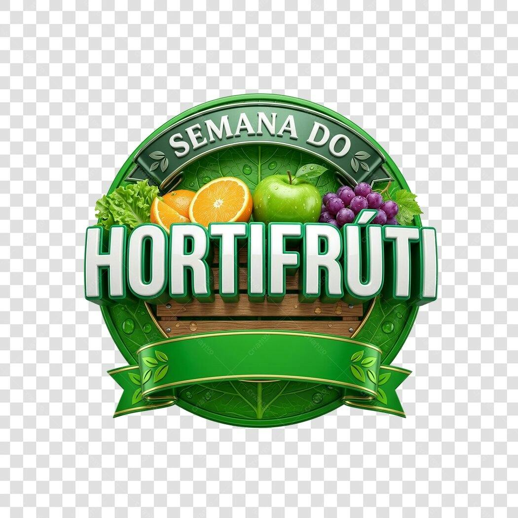 Elemento 3D Semana do Hortifrúti Frutas Legumes PNG Fundo Transparente
