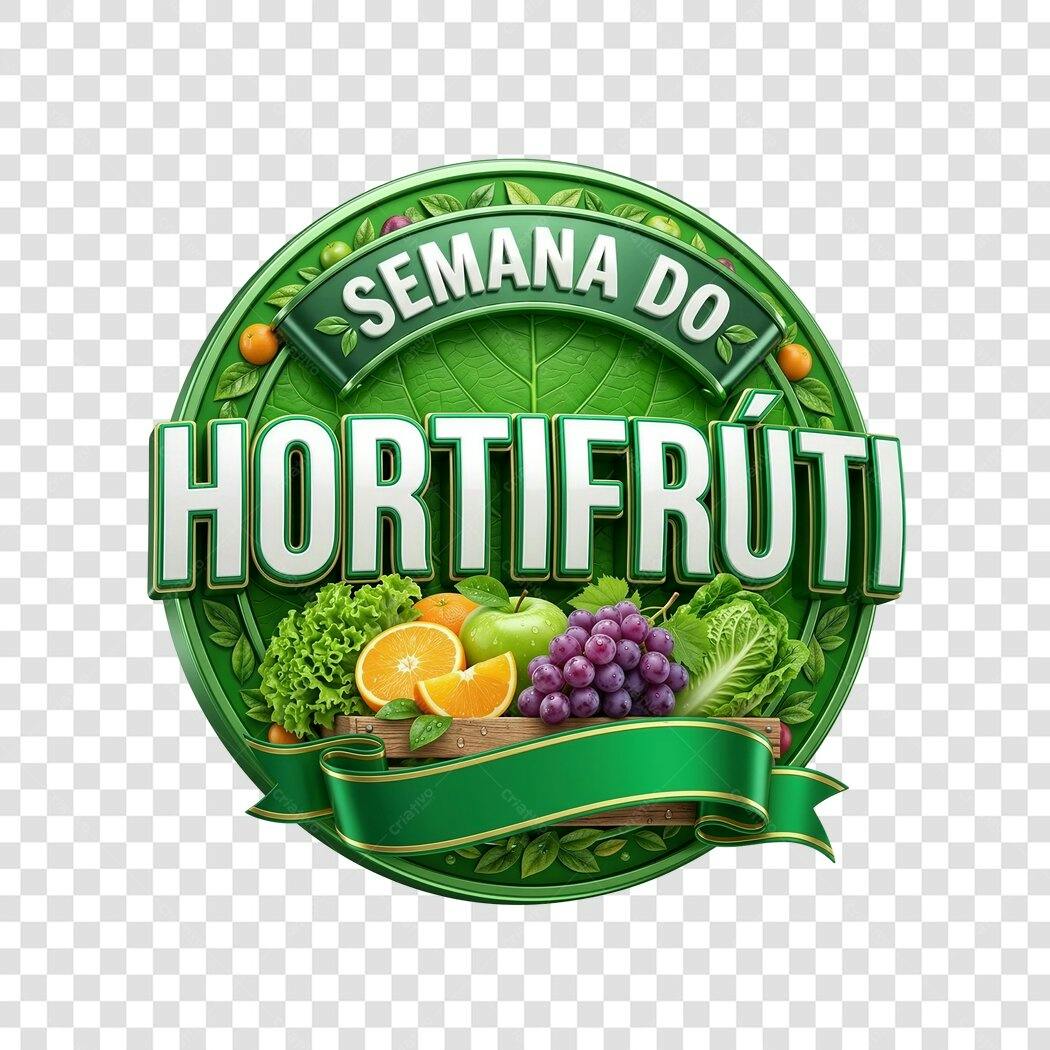 Elemento 3D Semana do Hortifrúti Frutas Legumes PNG Fundo Transparente