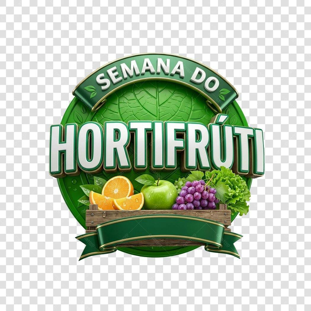 Elemento 3D Semana do Hortifrúti Frutas Legumes PNG Fundo Transparente