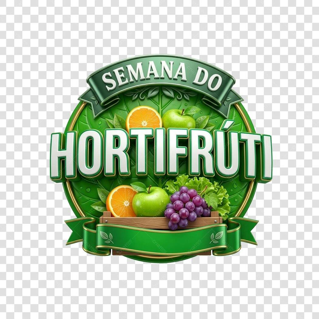 Elemento 3D Semana do Hortifrúti Frutas Verdes PNG Fundo Transparente