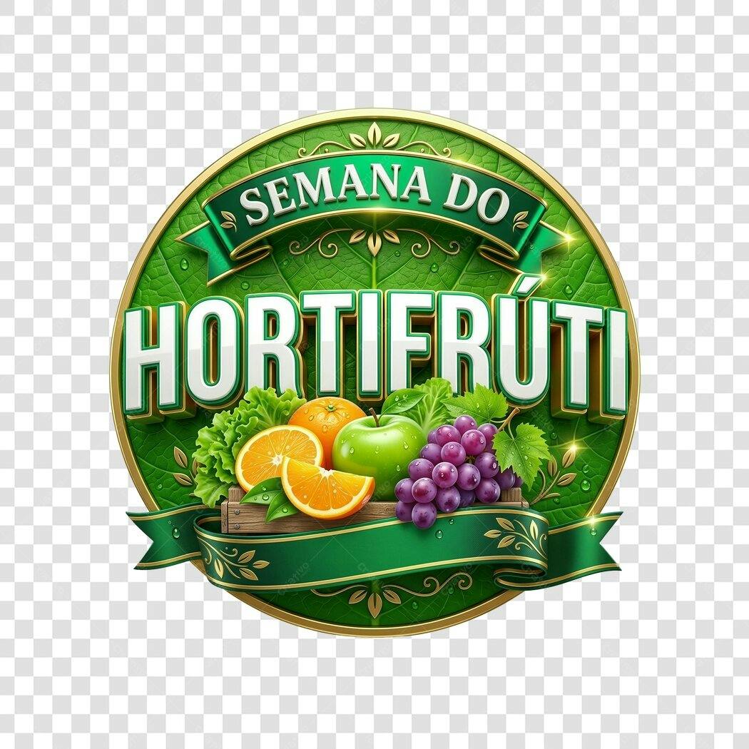 Elemento 3D Semana do Hortifrúti Frutas Verdes PNG Fundo Transparente