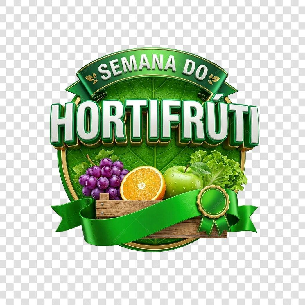 Elemento 3D Semana do Hortifrúti Frutas Verduras PNG Fundo Transparente