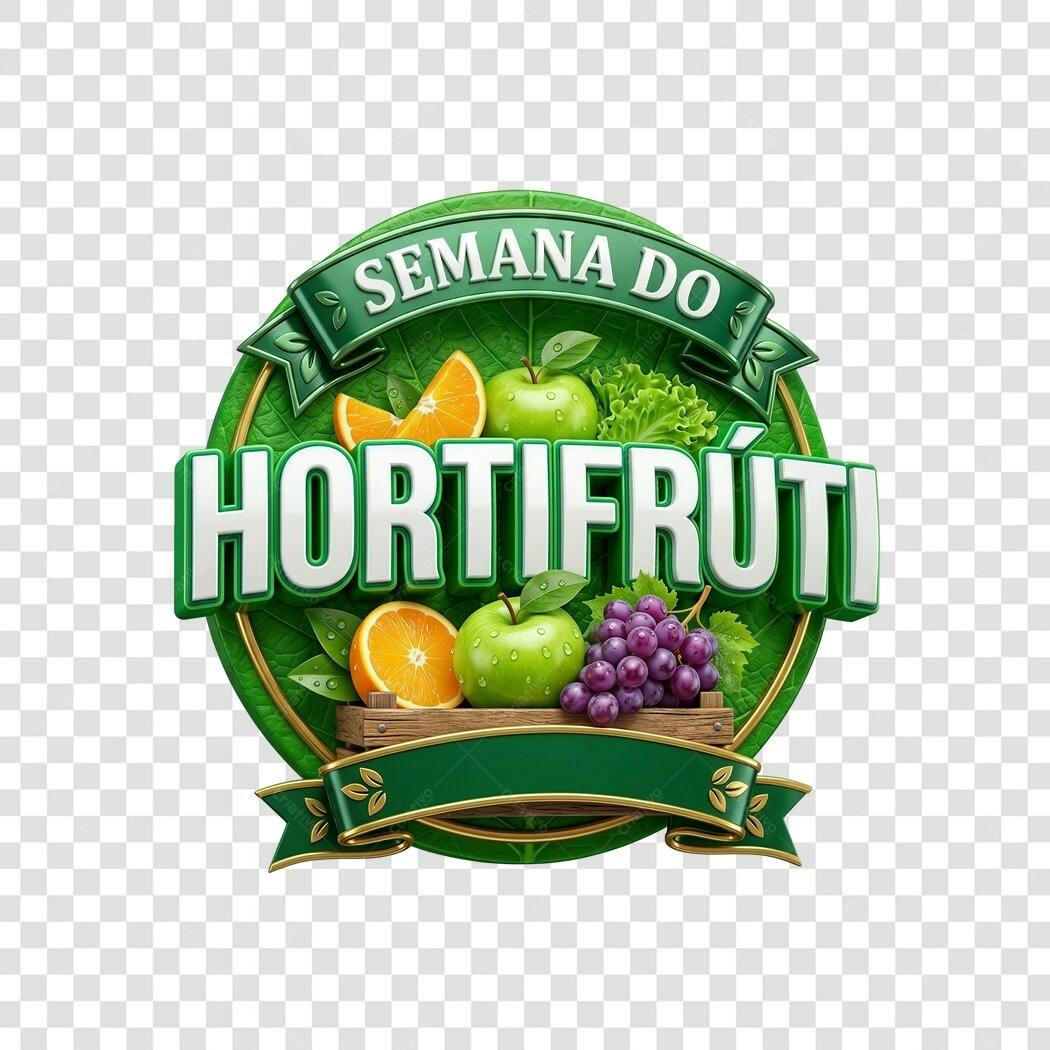 Elemento 3D Semana do Hortifrúti Frutas Verduras PNG Fundo Transparente