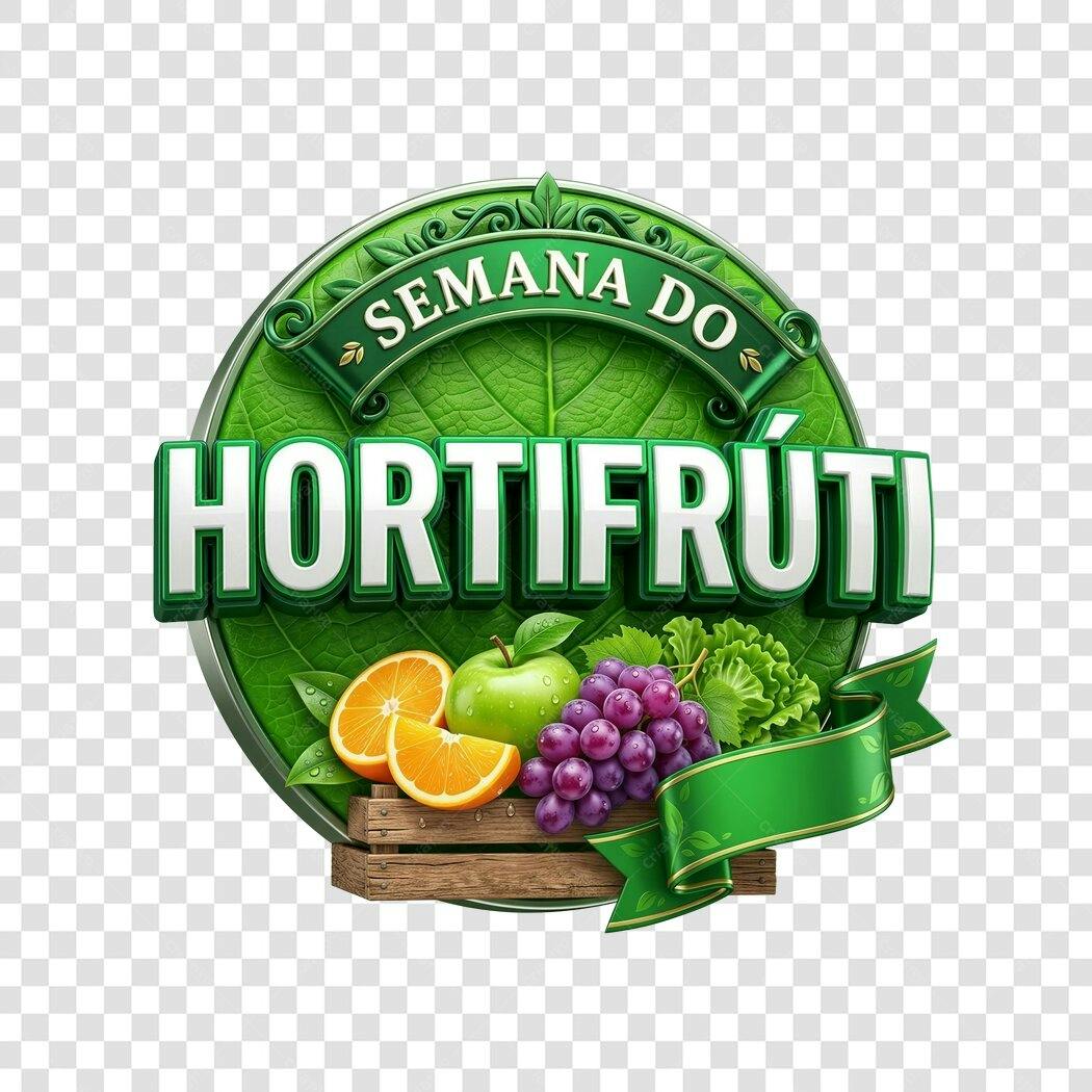 Elemento 3D Semana do Hortifrúti Frutas Verduras PNG Fundo Transparente
