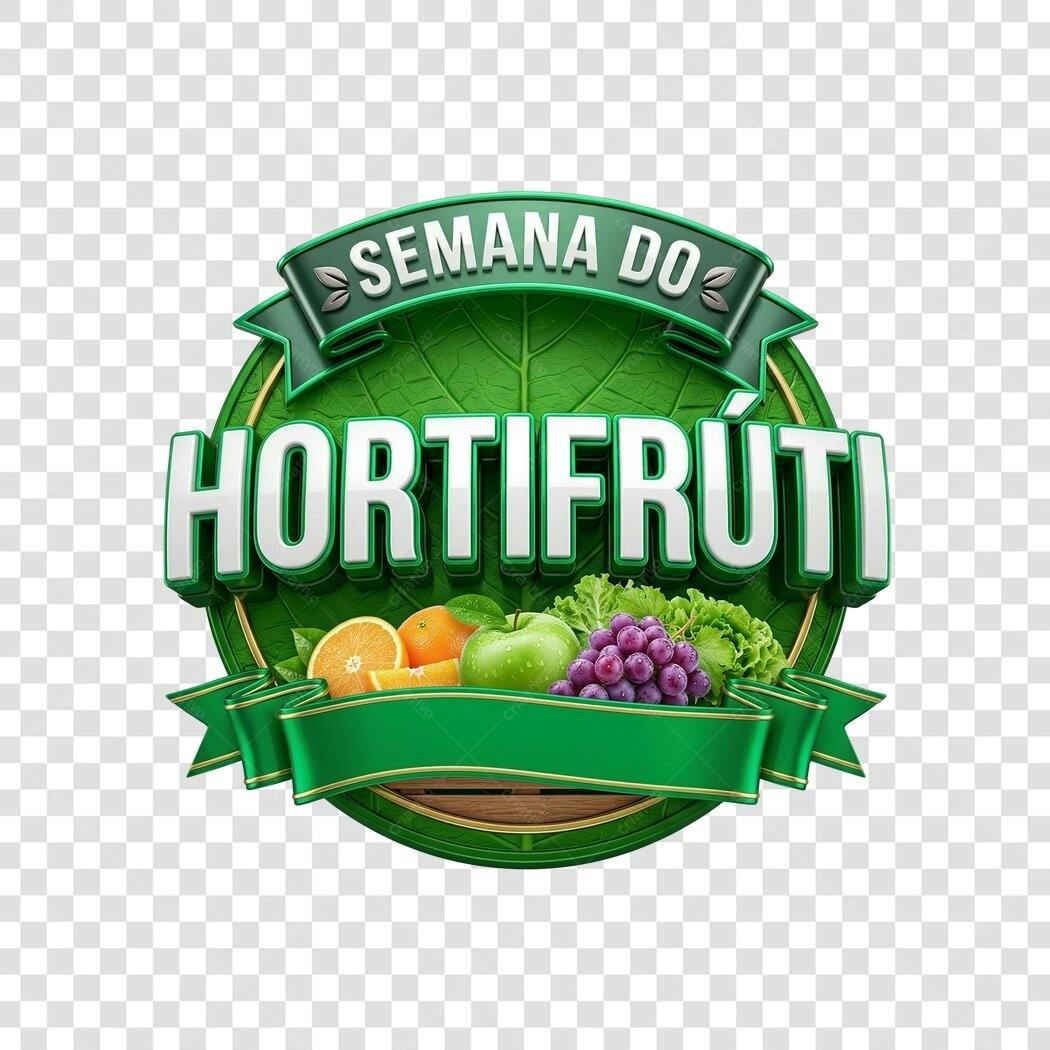 Elemento 3D Semana do Hortifruti Frutas Verduras PNG Fundo Transparente