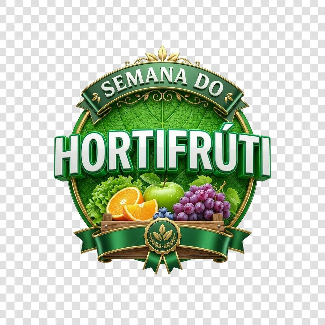 Elemento 3D Semana do Hortifrúti Logo PNG Fundo Transparente