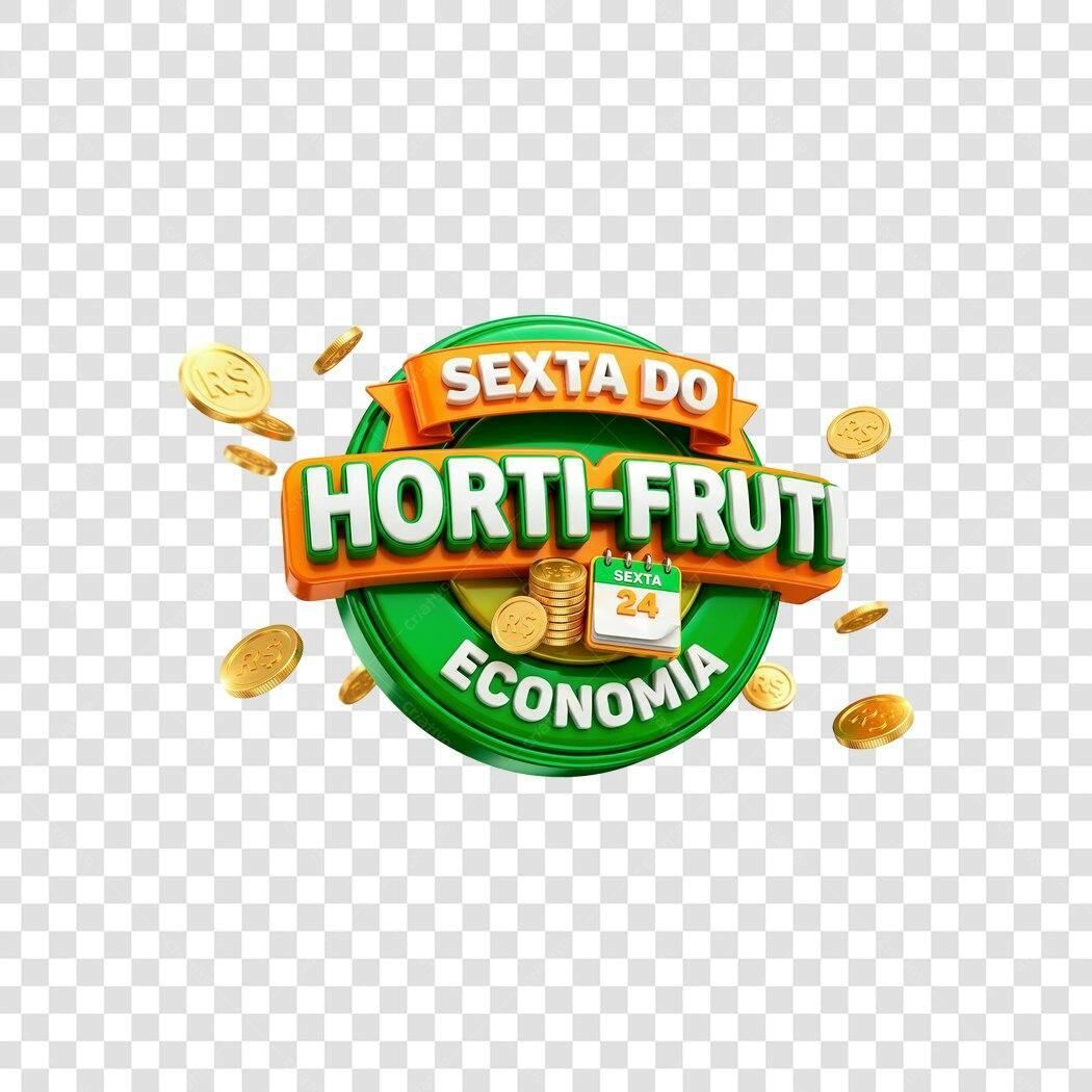Elemento 3D Sexta do Hortifruti Economia PNG Fundo Transparente