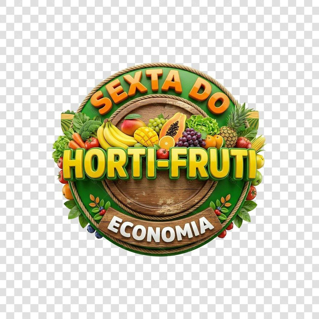 Elemento 3D Sexta do Hortifruti Economia PNG Fundo Transparente