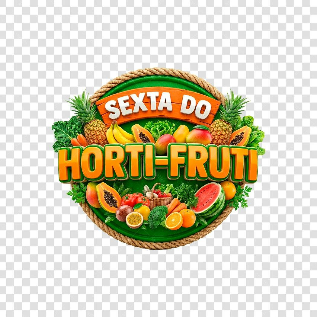 Elemento 3D Sexta do Hortifruti Frutas Legumes PNG Fundo Transparente