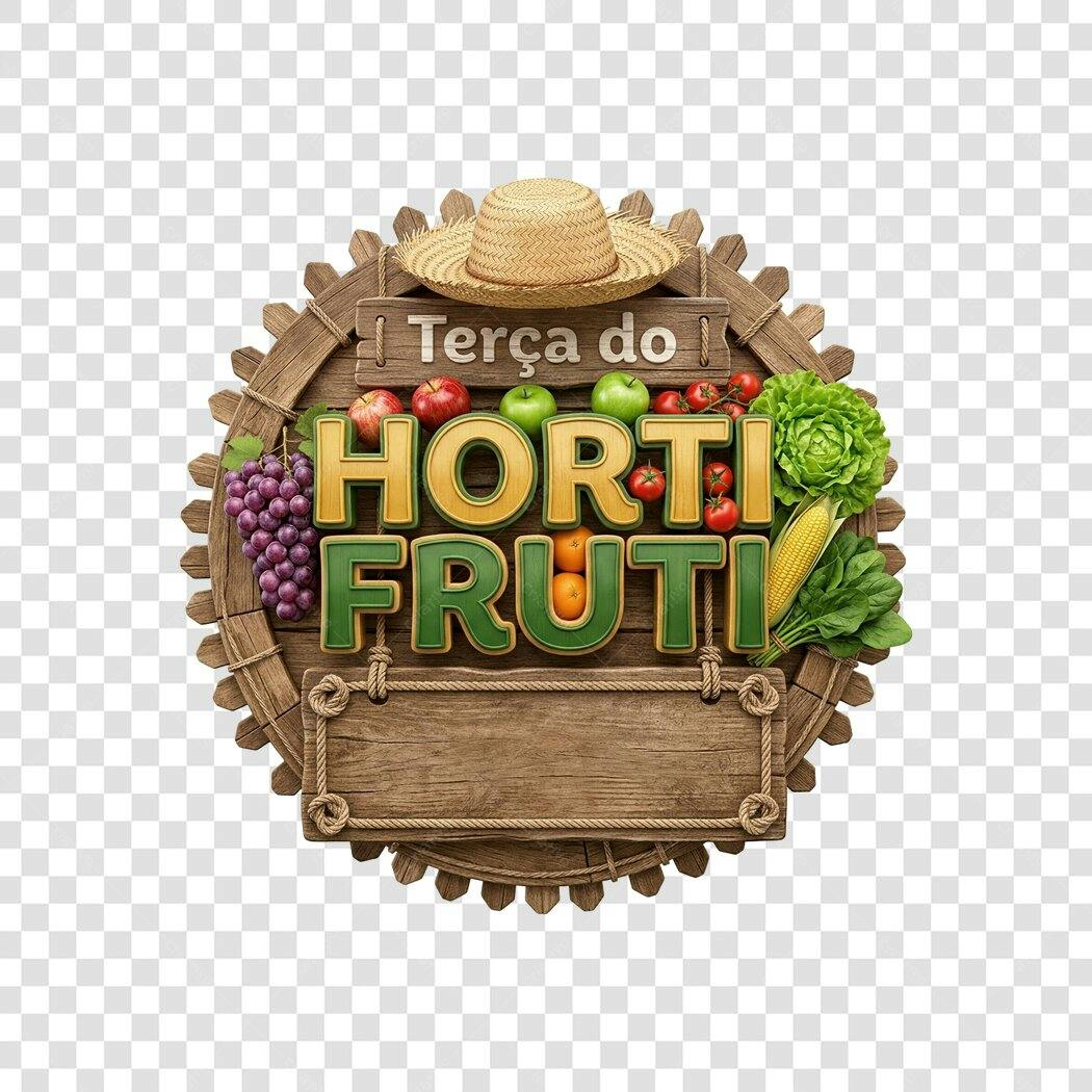 Elemento 3D Terça do Hortifruti Frutas Legumes PNG Fundo Transparente
