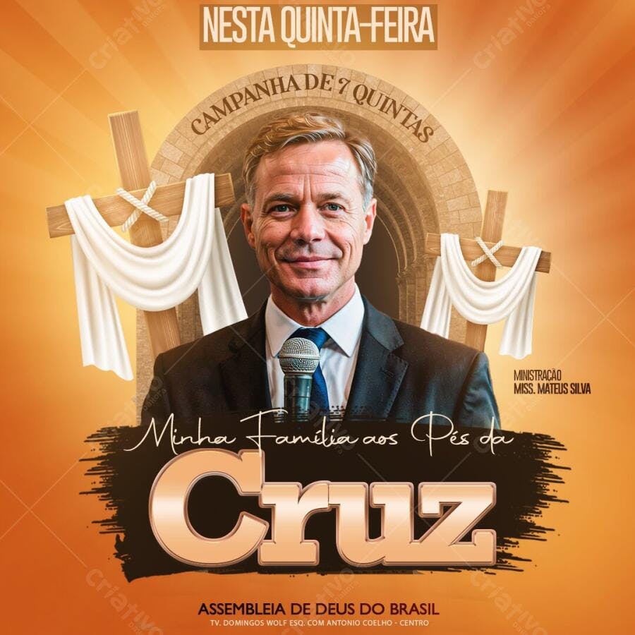 Flyer Campanha Evangélica Igreja Cruz PSD Editável