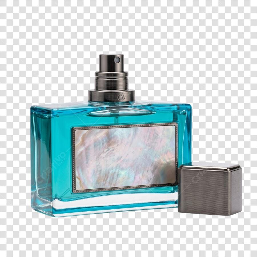 Foto Recortada Frasco Perfume Azul Transparente PNG Sem Fundo