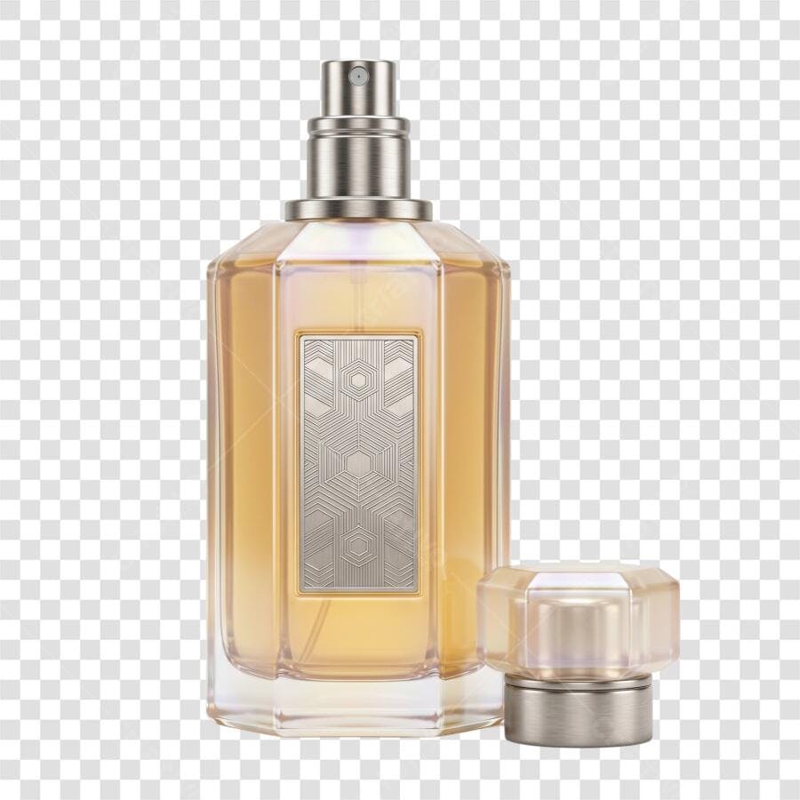 Foto Recortada Frasco Perfume Dourado Elegante PNG Fundo Transparente