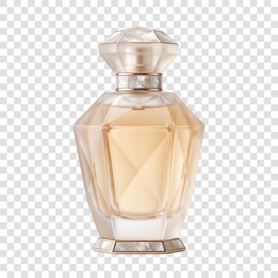 Foto Recortada Frasco Perfume Dourado Luxo PNG Fundo Transparente