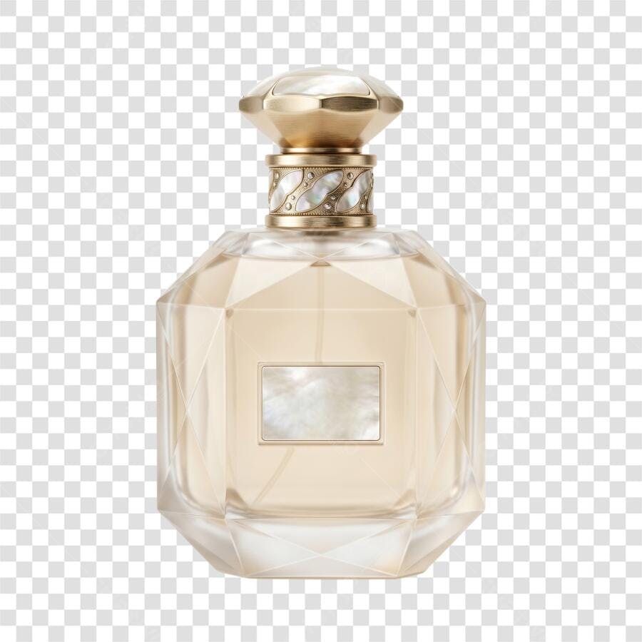 Foto Recortada Frasco Perfume Luxo Dourado PNG Fundo Transparente