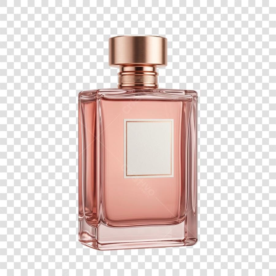 Foto Recortada Frasco Perfume Rosa Dourado PNG Fundo Transparente