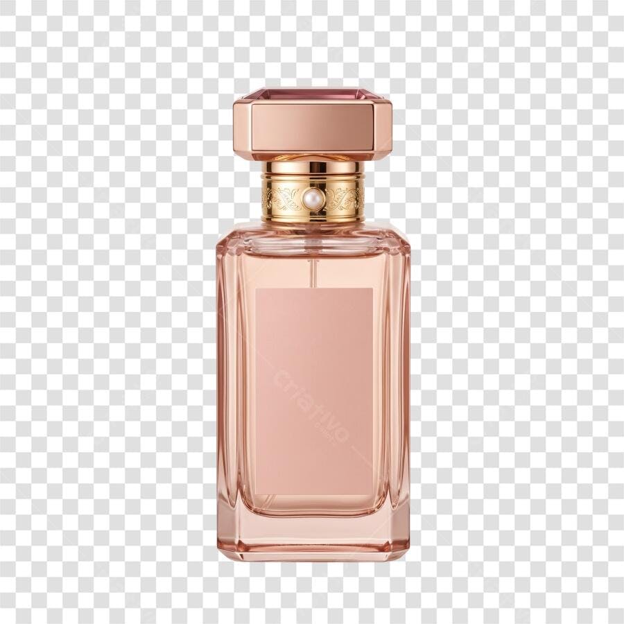 Foto Recortada Frasco Perfume Rosa Dourado PNG Fundo Transparente