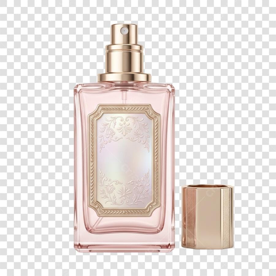 Foto Recortada Frasco Perfume Rosa Dourado PNG Fundo Transparente