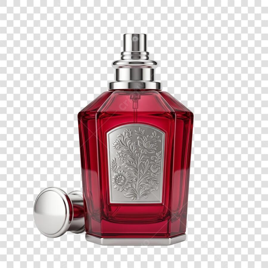 Foto Recortada Frasco Perfume Vermelho Luxo PNG Fundo Transparente