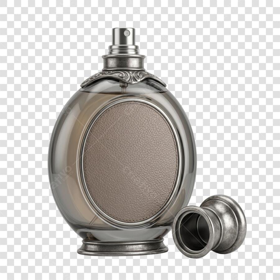Foto Recortada Frasco Perfume Vintage Prata PNG Fundo Transparente