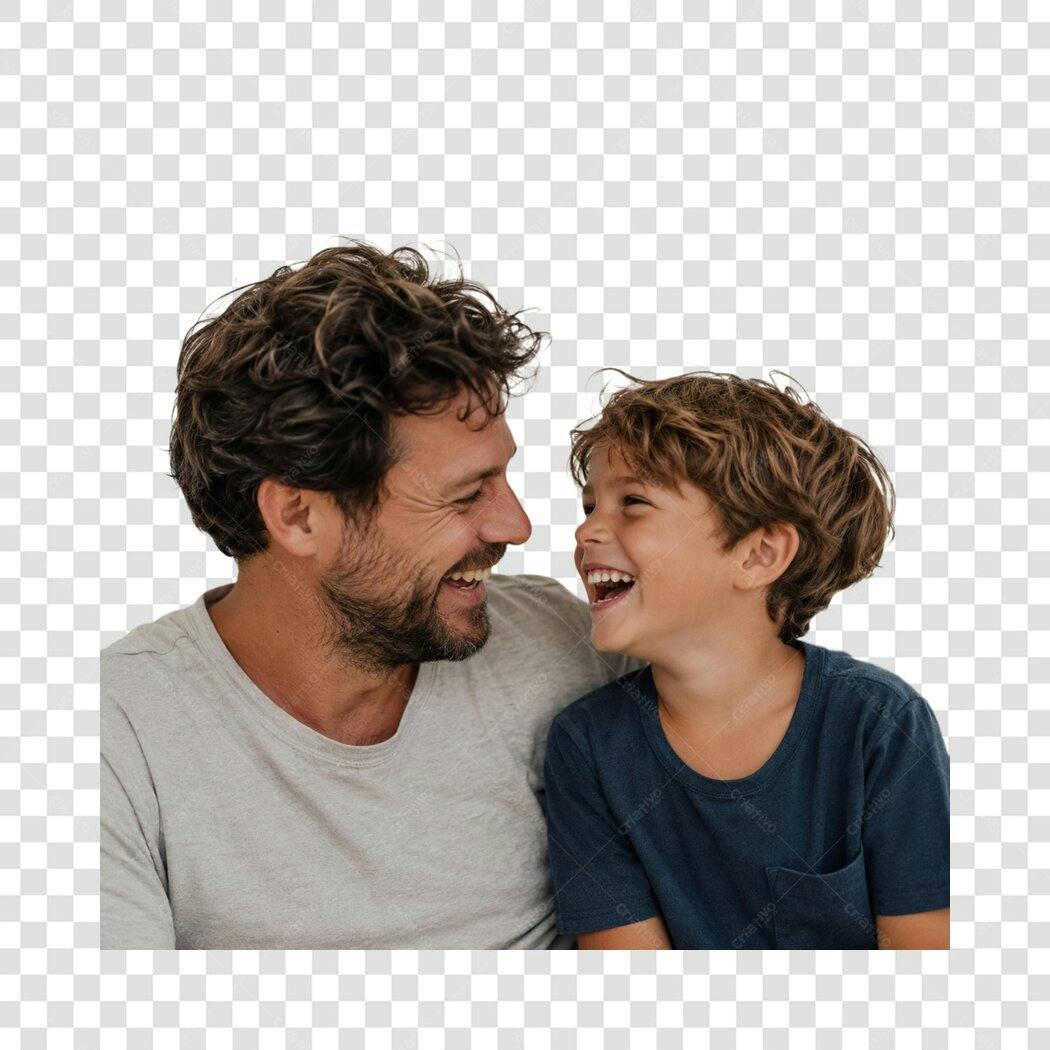 Foto Recortada Pai e Filho Rindo Dia dos Pais PNG Fundo Transparente