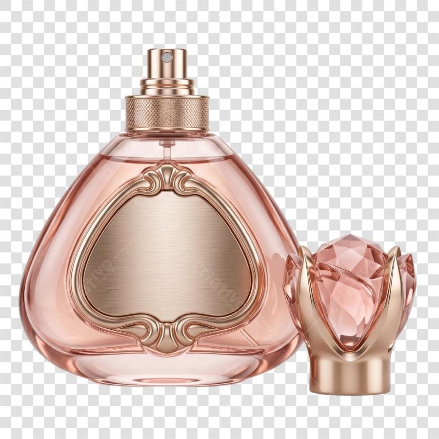 Foto Recortada Perfume Feminino Rosa Dourado PNG Fundo Transparente
