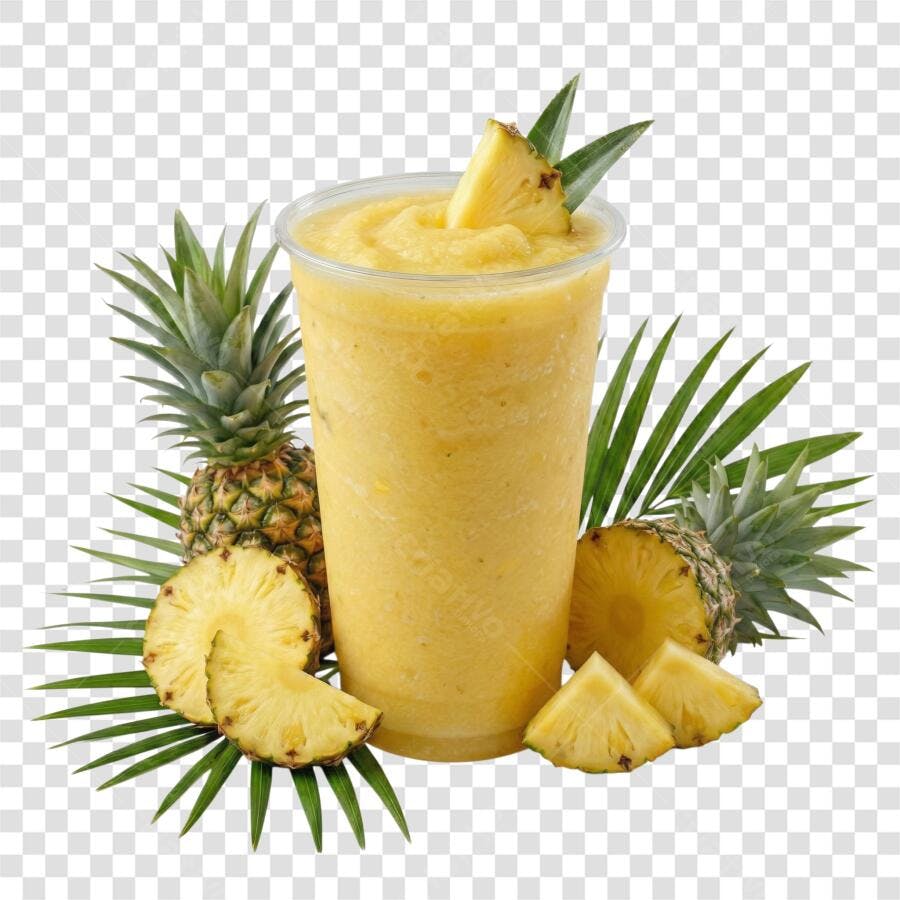 Foto Recortada Smoothie Abacaxi Tropical PNG Fundo Transparente