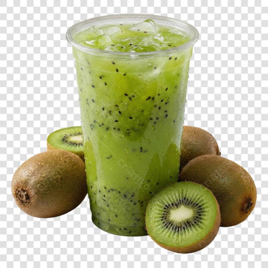 Foto Recortada Suco de Kiwi com Gelo PNG Fundo Transparente