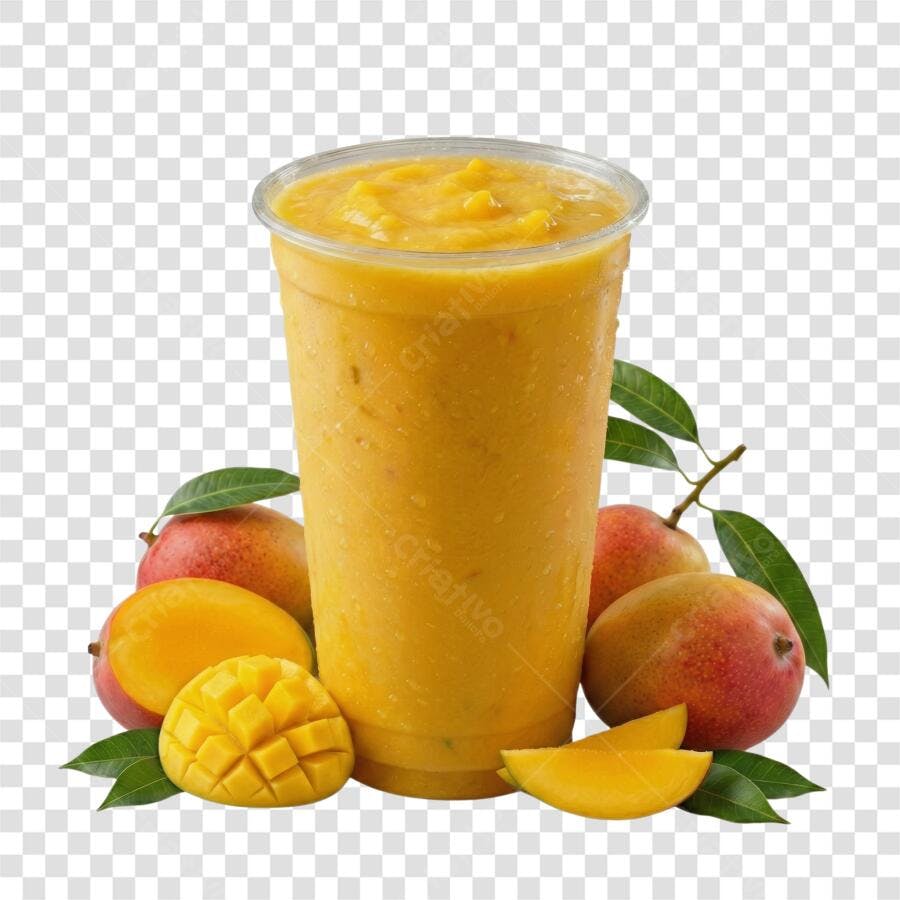 Foto Recortada Suco de Manga com Frutas PNG Fundo Transparente