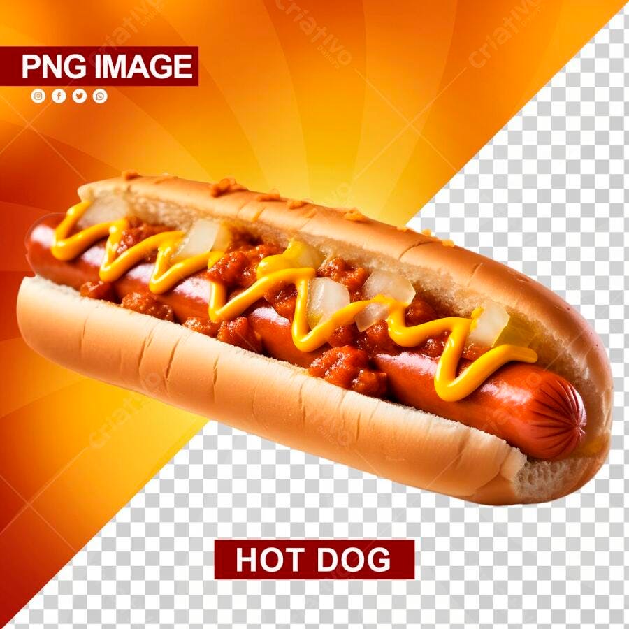 Hot Dog Lanche Fast Food PNG Imagem Editável