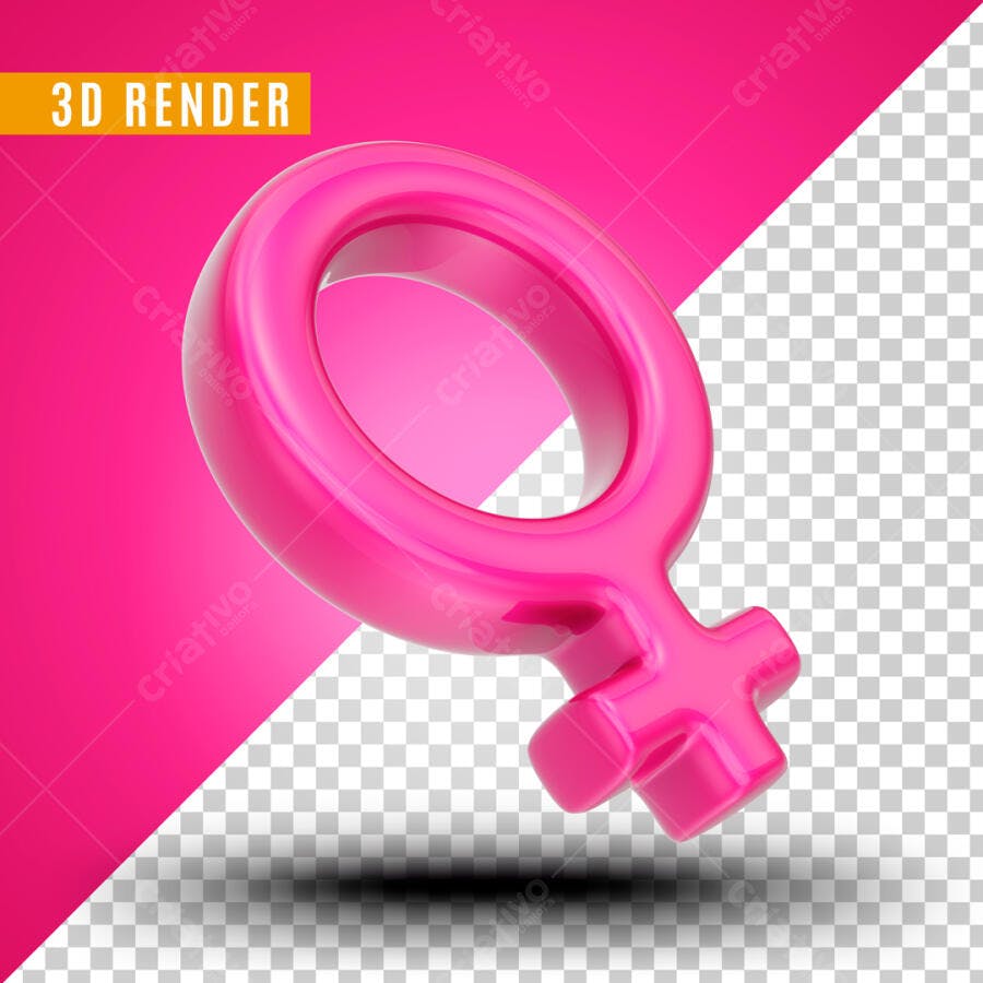 Ícone Feminino 3D Render Dia da Mulher PSD Editável