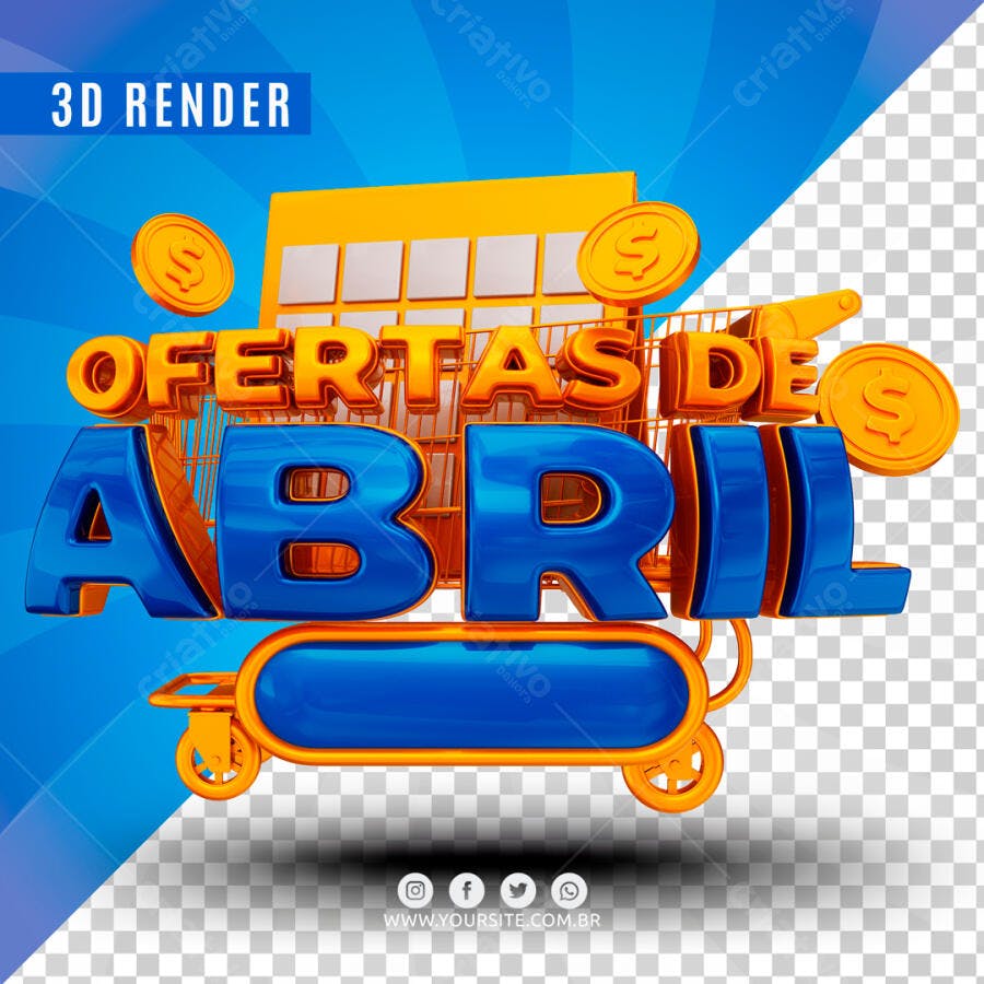 Ofertas de Abril Carrinho de Compras PSD Editável