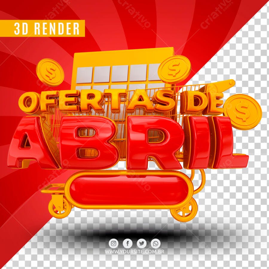 Ofertas de Abril Carrinho de Compras PSD Editável