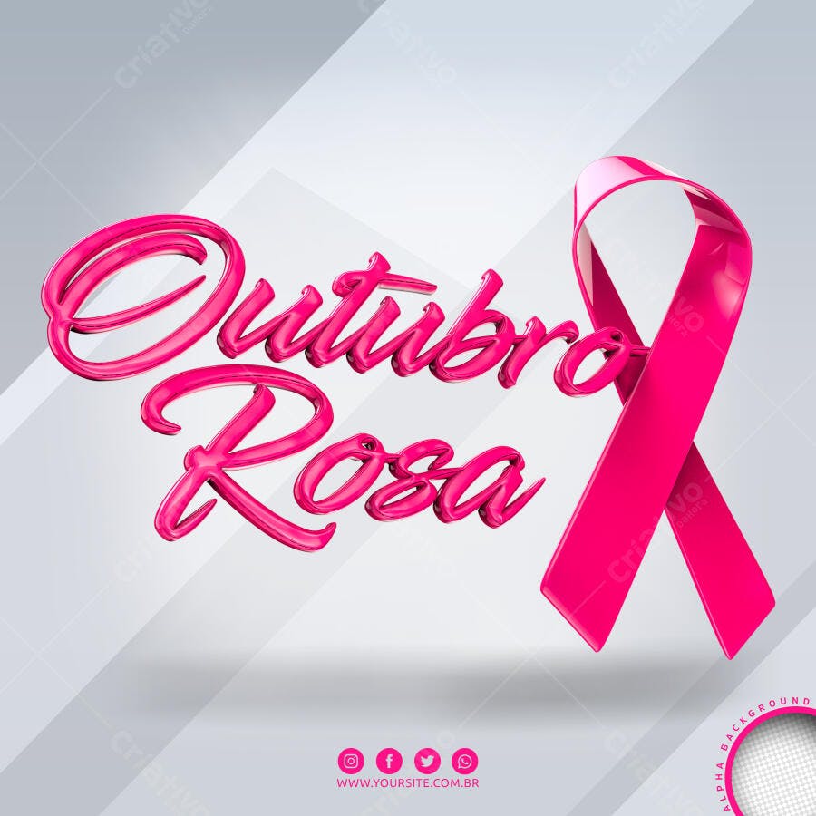 Outubro Rosa Post Social Media Conscientização PSD Editável