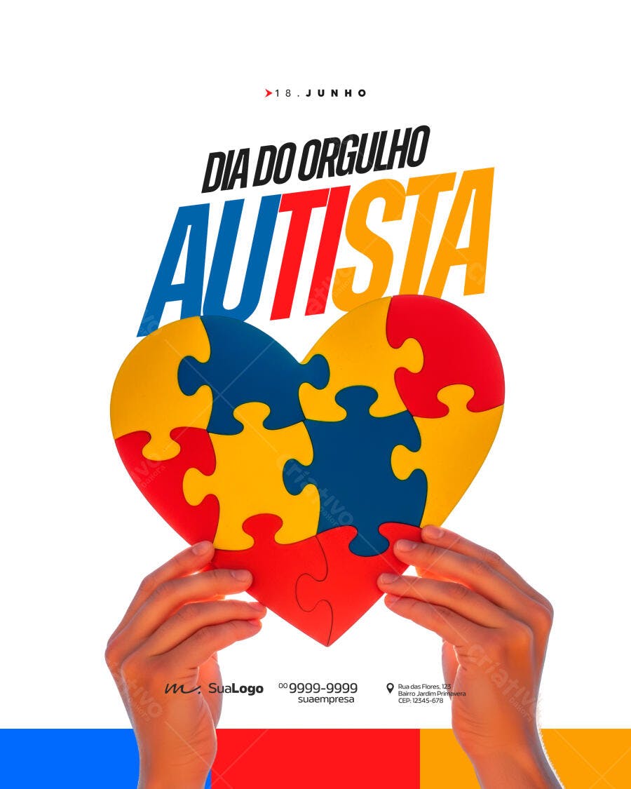 Post Dia do Orgulho Autista Junho PSD Editável