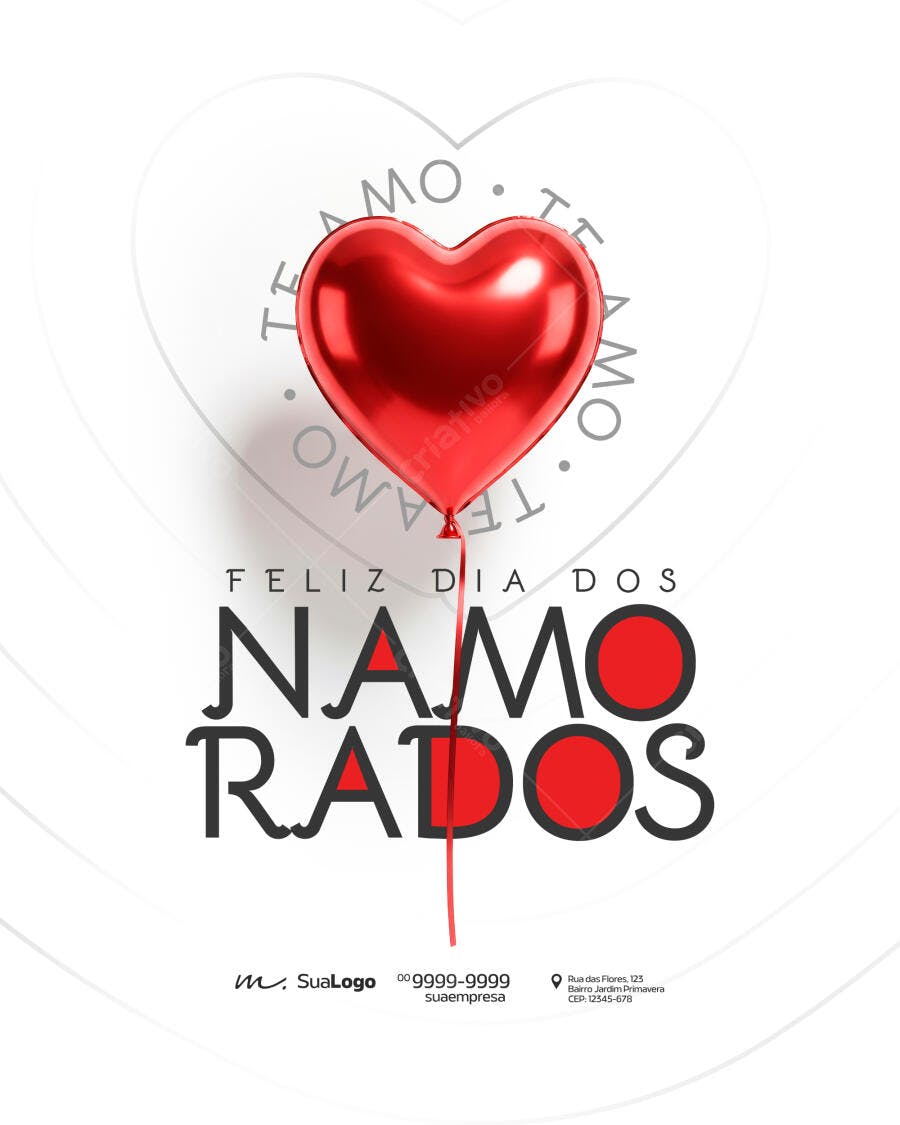 Post Dia dos Namorados Balão Coração PSD Editável