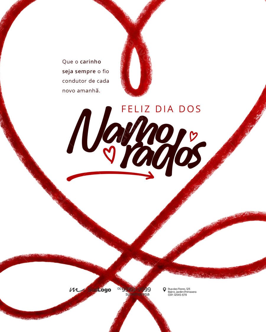 Post Dia dos Namorados Coração Vermelho PSD Editável