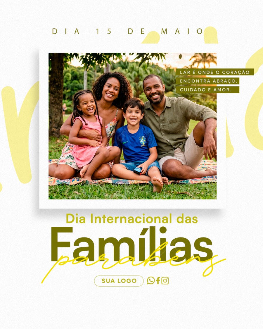 Post Dia Internacional das Famílias Maio PSD Editável