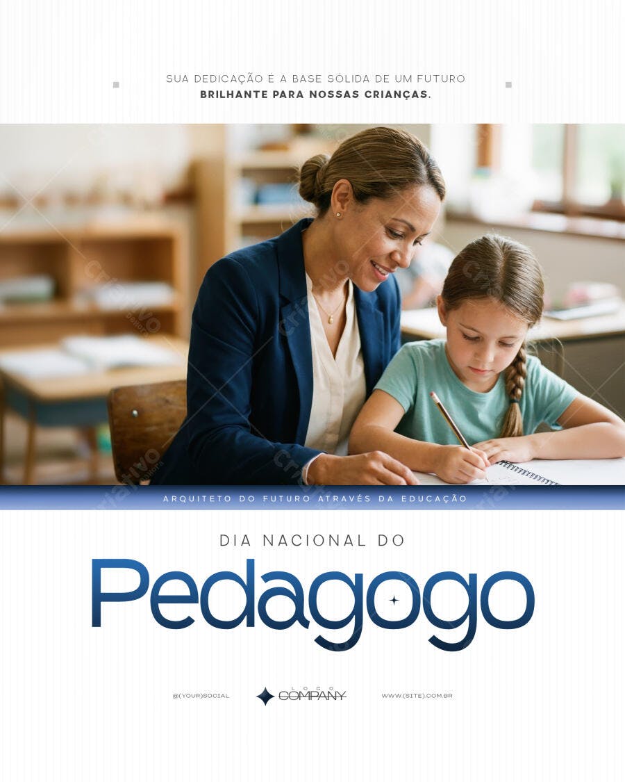 Post Dia Nacional do Pedagogo Educação PSD Editável