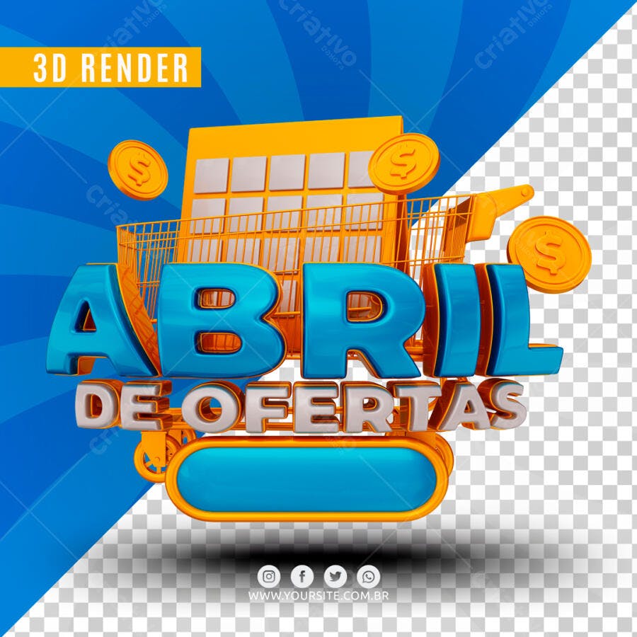 Post Instagram Abril de Ofertas Varejo PSD Editável