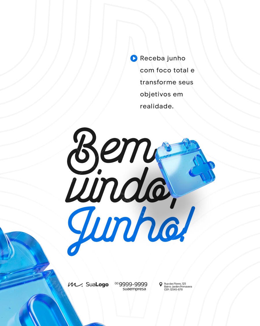 Post Instagram Bem-Vindo Junho PSD Editável