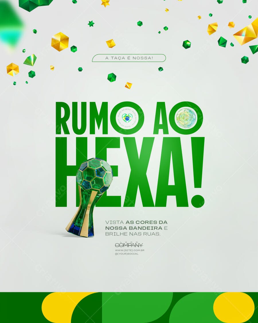 Post Instagram Copa do Mundo Brasil Rumo ao Hexa PSD Editável