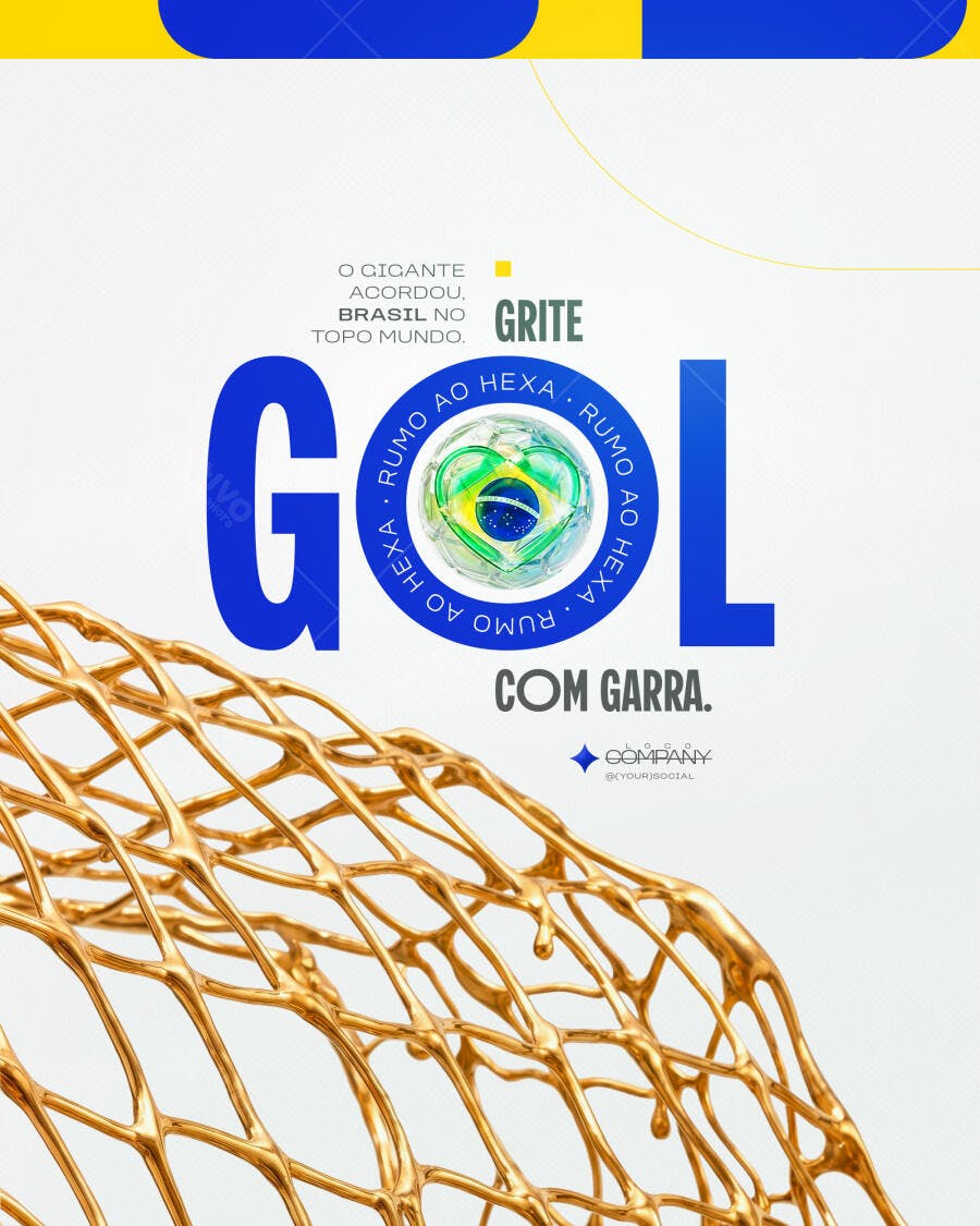 Post Instagram Copa do Mundo Brasil Rumo ao Hexa PSD Editável