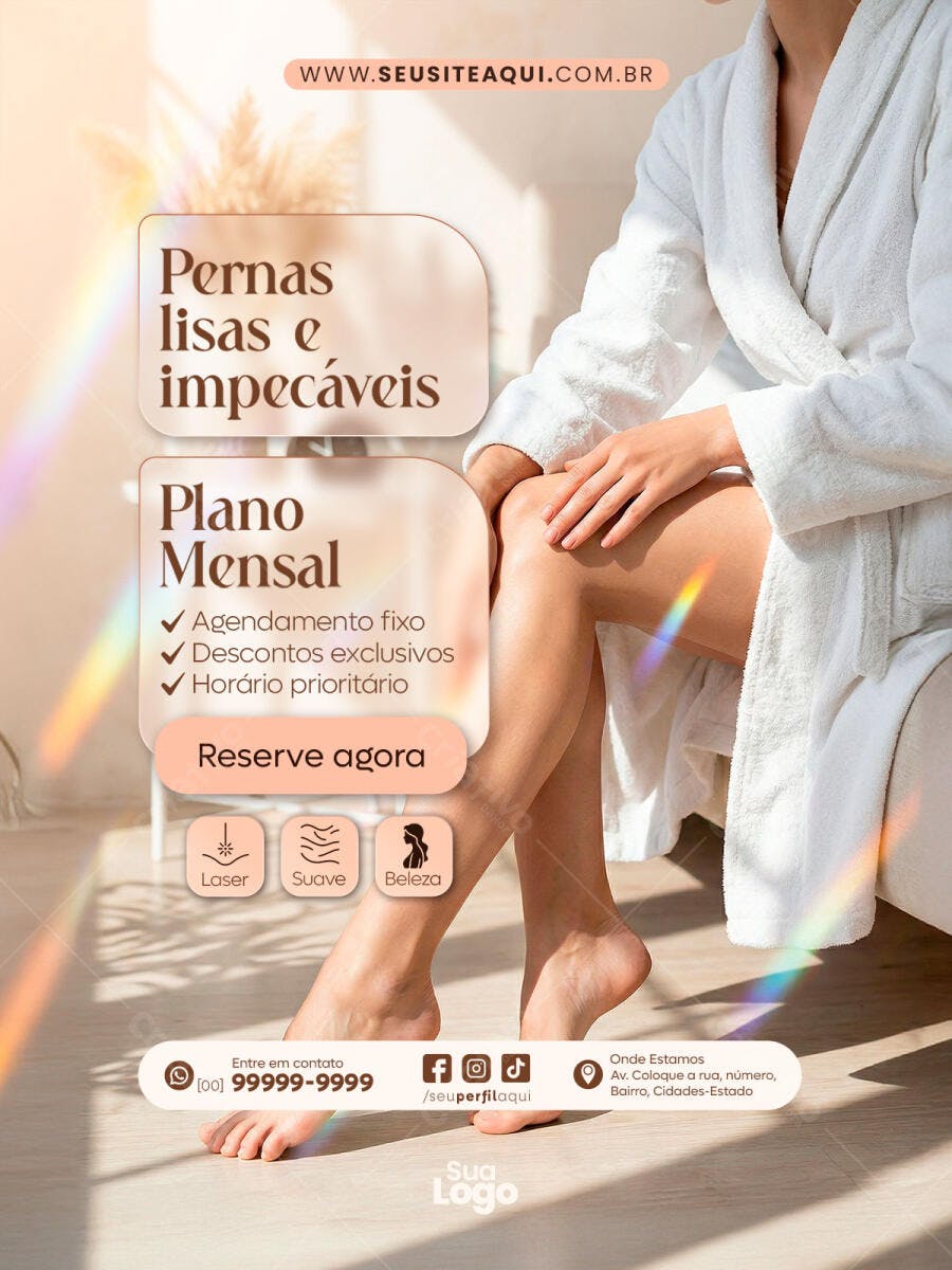 Post Instagram Depilação a Laser Estética PSD Editável