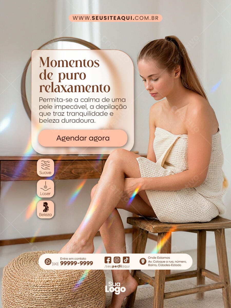Post Instagram Depilação a Laser Estética PSD Editável